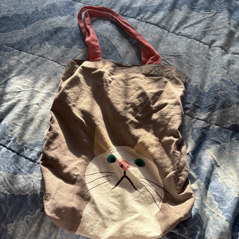Target Cat Design Tote with Red Handles